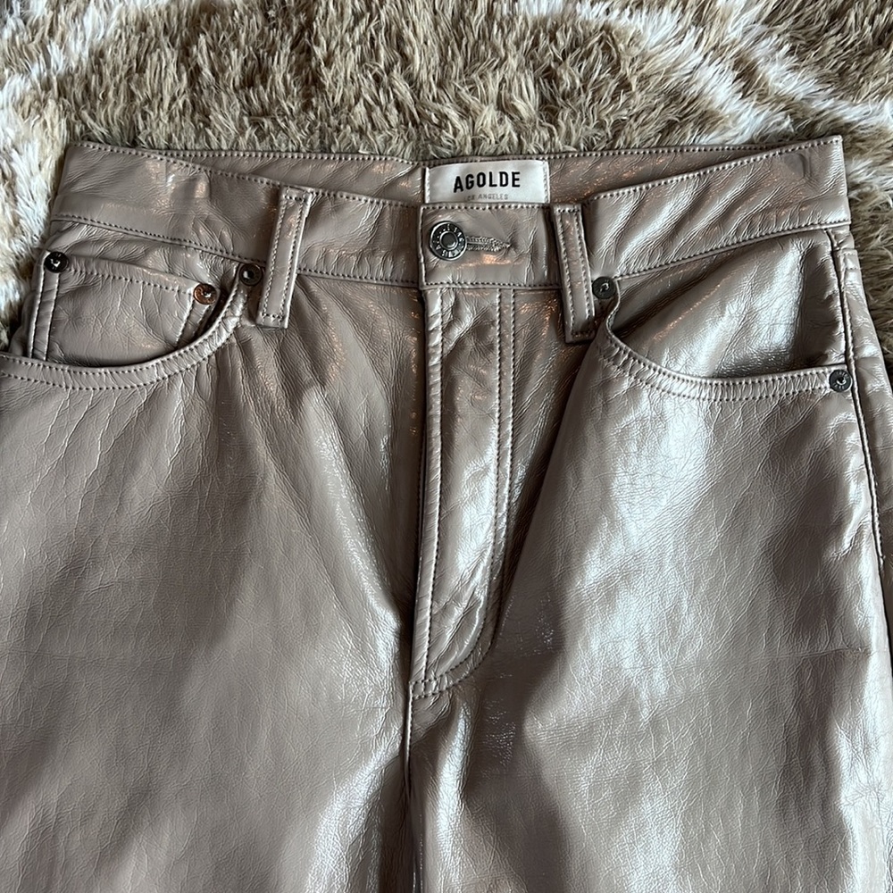 Agolde tan leather pants